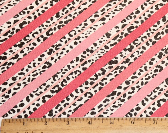 Leather 2 pieces 4"x6" PINK STRIPES with LEOPARD black and white 3.75-4oz/1.5-1.6mm #514 PeggySueAlso® E2550-103 Valentine