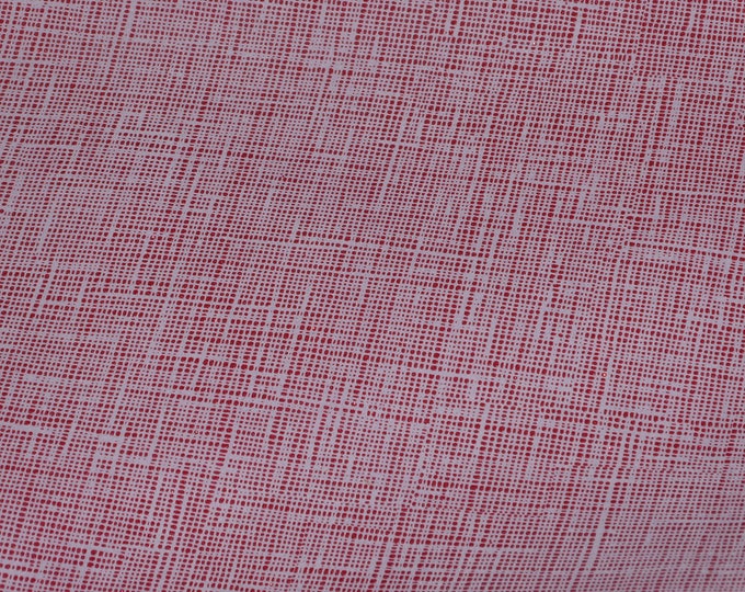 Leather 3, 4 or 5 sq ft Saffiano look TWO TONE RED  Linen Weave Soft Cowhide 3-3.5oz/1.2-1.4mm PeggySueAlso E8201-28