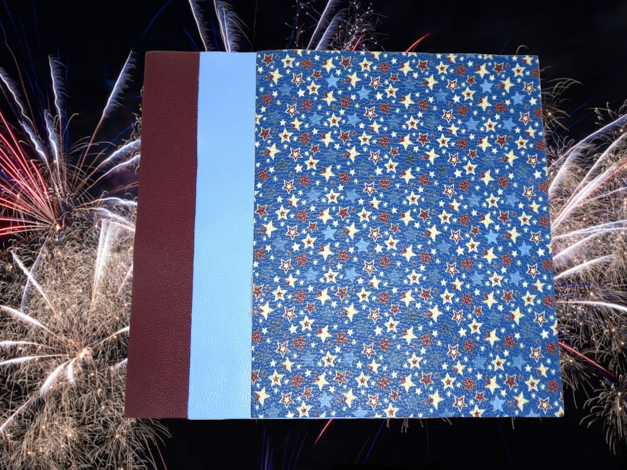 Matched SET 3 Pcs 5"X11" Sketchy Stars, Cranberry Divine / Aero Carolina Blue Divine Leather PeggySueAlso® E2751-02 E2885-35 E2885-26 Devine