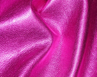 HOT PINK Pebbled Metallic 20"x20" - toont de korrel - koeienhuid Leer 2,5-3 oz / 1-1,2 mm PeggySueAlso™ E4100-12