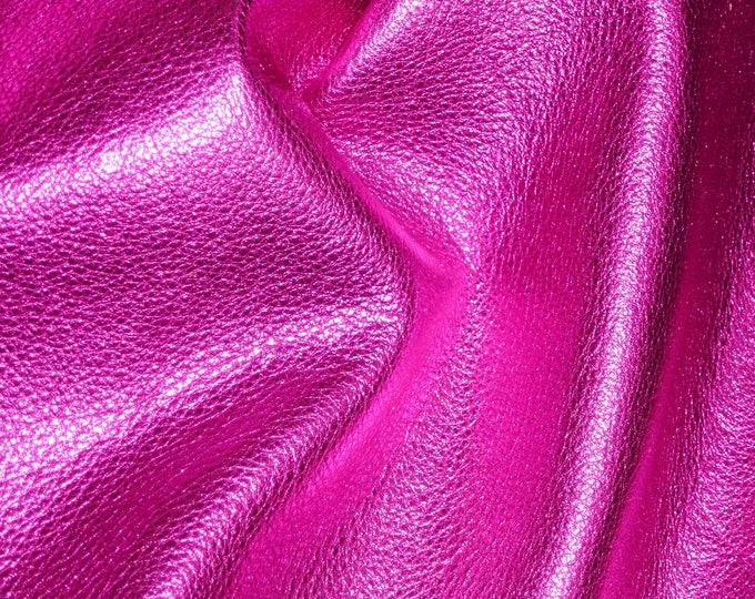 HOT PINK Pebbled Metallic 12"x12" - shows the grain - cowhide Leather 2.5-3 oz / 1-1.2 mm PeggySueAlso™ E4100-12