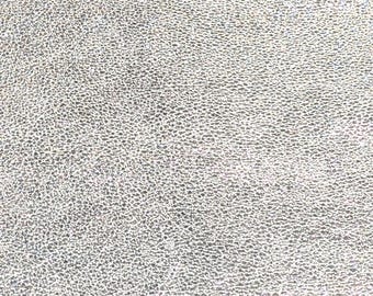 Pebbled Metallic 5"x11" Shinier SILVER Soft Pebbled Metallic cowhide shows the grain 3-3.25 oz / 1.2-1.3 mm PeggySueAlso® E4100-03