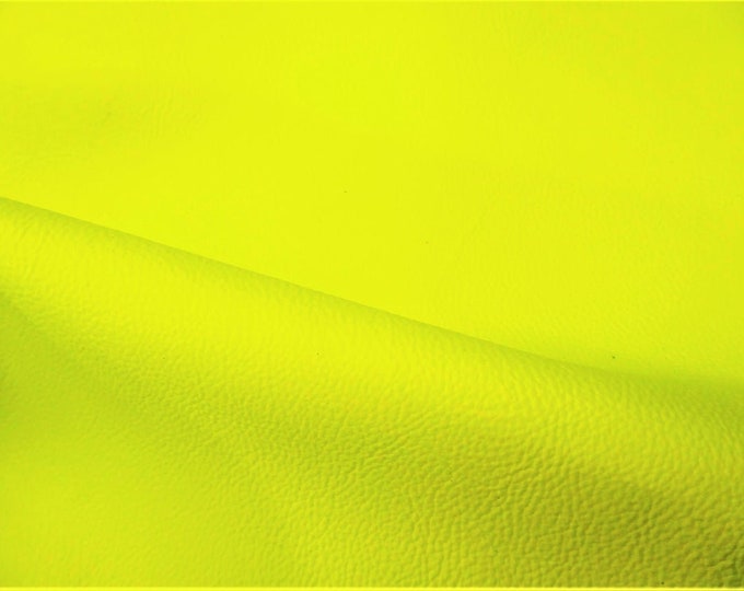 NEON 8"x10" Yellow Neon Soft Pebbled Cowhide Leather shows the grain 2.75-3 oz / 1.1-1.2 mm PeggySueAlso E2530-03B hides available