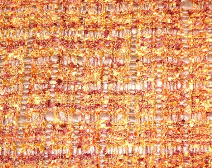 TWEED 8"x10" AUTUMN SUNSHINE Yellow, Maroon, Copper, taupe Fabric applied to Leather 5.5 oz/2.2 mm PeggySueAlso® E5612-37