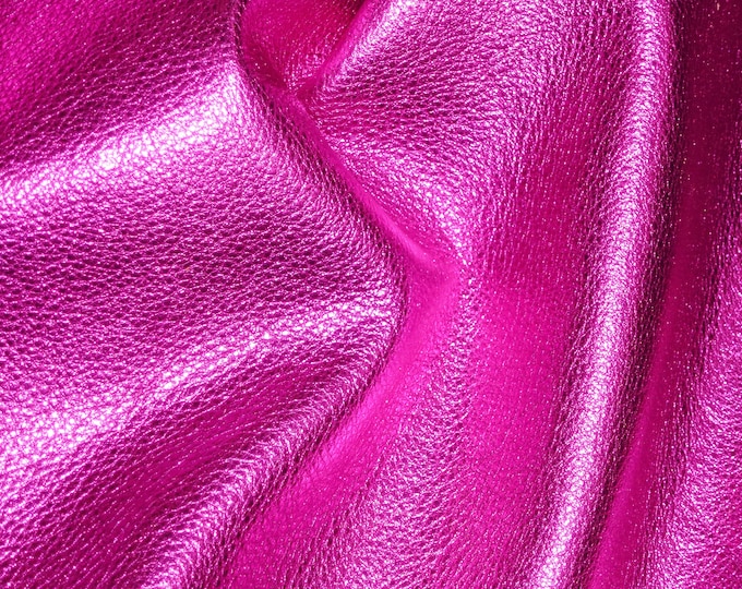 Pebbled Metallic 8"x10" HOT PINK shows the grain - soft cowhide leather 2.5-3 oz / 1-1.2 mm PeggySueAlso® E4100-12