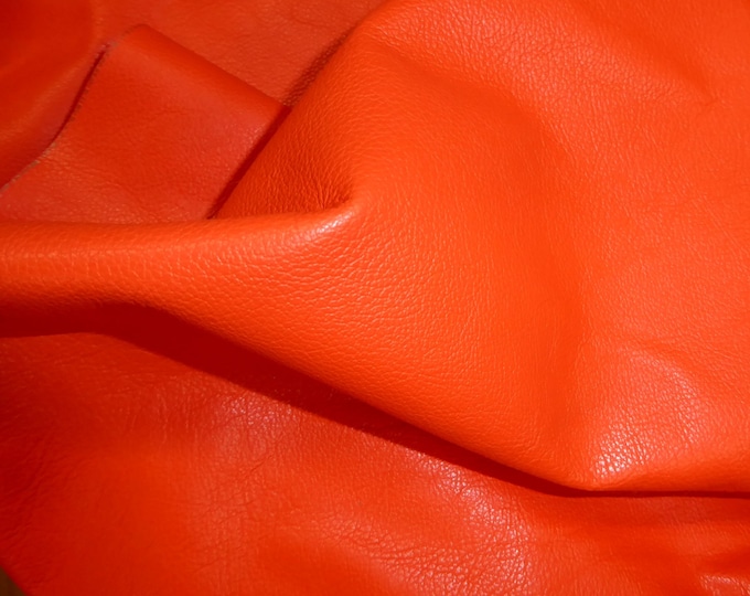 Divine 12"x12" Bright ORANGE top grain Cowhide Leather  2.5 oz / 1 mm PeggySueAlso E2885-11 hides available