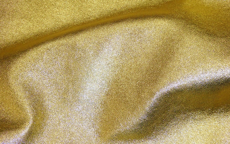 Pebbled Metallic 12x12 Shinier GOLD shows the grain Cowhide leather 2.5-3 oz / 1-1.2 mm PeggySueAlso® E4100-05B hides available image 3