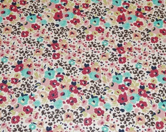 New Dye Lot Leather 12"x12" FLOWER MIX on LEOPARD Print on Soft Cowhide 3.25-3.5oz/1.3-1.5mm PeggySueAlso E1673-03