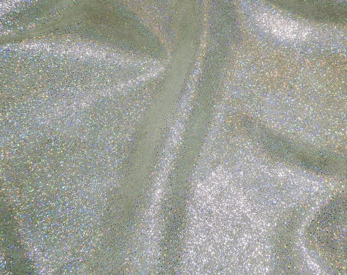 Sparkle 3-4-5 or 6 sq ft Silver Halo on OLIVE Green Grain Cowhide Leather 3-3.25 oz / 1.2-1.3 mm PeggySueAlso®  E7500-09