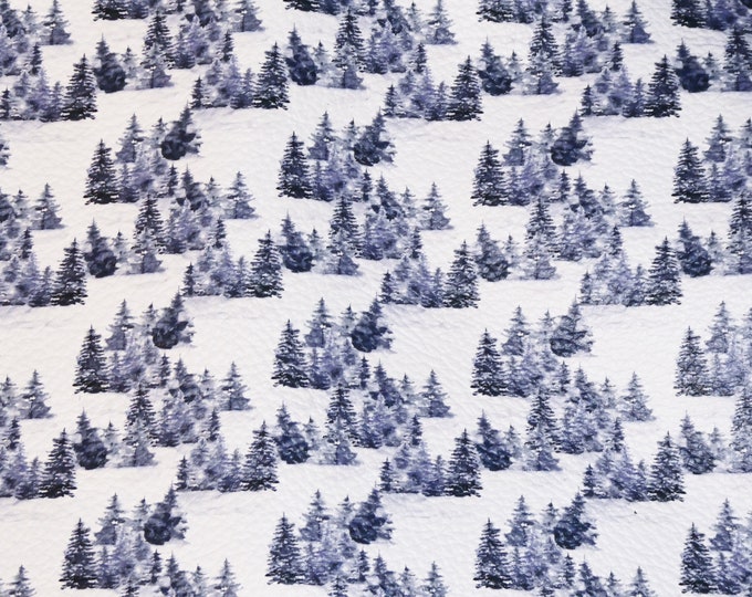 Leather Version 8"x10" TREE FARM in the SNOW Cowhide 3-3.5 oz/1.2-1.4 mm #217 PeggySueAlso E4805-03 Winter Collection