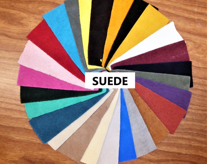 Suede 20"x20" 26 COLORS to choose from Various thicknesses Cowhide Leather PeggySueAlso® hides available