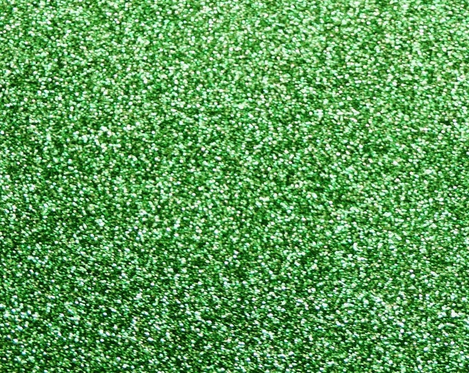 Fine GLITTER 5"x11" Bright GREEN applied to off white Leather THiCK 5 oz/ 2 mm PeggySueAlso® E4355-51