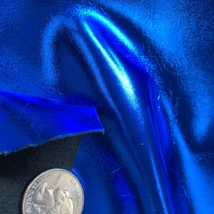 Metallic Leather 12x12 Smooth Bright Electric ROYAL BLUE Foil Cowhide 3.5-3.75 oz / 1.4-1.5 mm PeggySueAlso E2845-07 Full hides available image 3