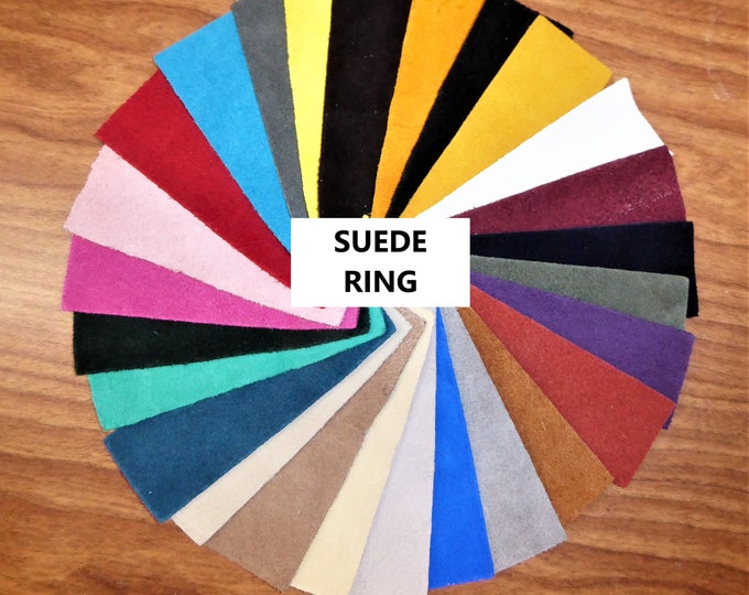 SUEDE Leather SWATCH RING Cowhide Each swatch is 4"x1.5" - labeled on the back 3-3.5 oz /1.2-1.4 mm PeggySueAlso  sample