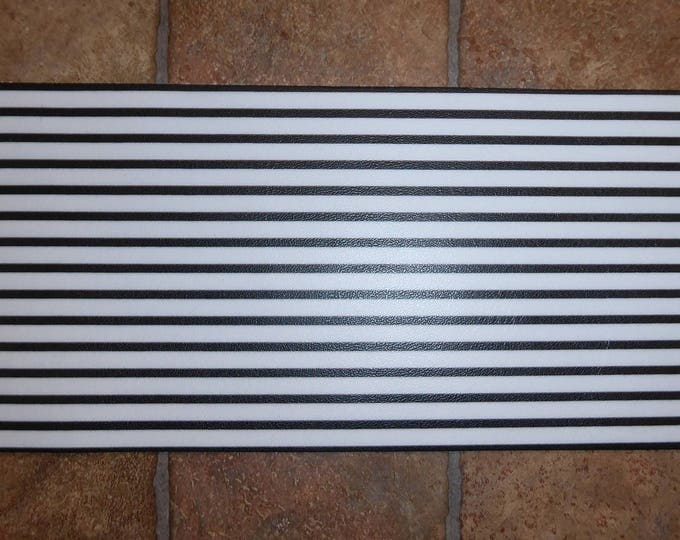 Leather 5"x11" PTR Matte BLACK and White Straight stripes 3 oz / 1.2 mm PeggySueAlso® E3093-01