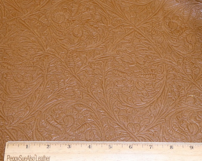 Western CIRCLE 12"x12" OAK TAN King Embossed pattern Cowhide Leather 2.5-3 oz / 1-1.2 mm PeggySueAlso E2812-10  hides available