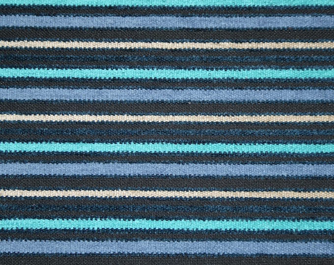 STRIPED TWEED 12"x12" BLUE, Turquoise, brown, Tan Tweed Fabric applied to Cowhide Leather for firmness 5.5 oz/2.2 mm PeggySueAlso E5612-22