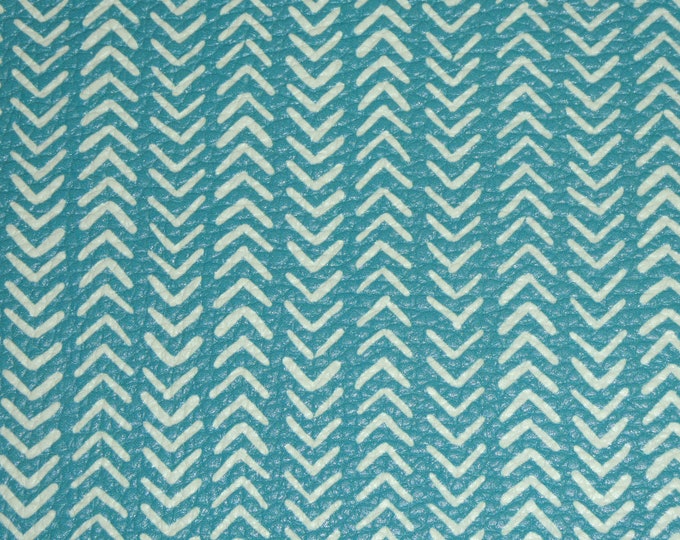 Leather 12"x12" CHEVRON White (7/16" wide) on True Turquoise Blue Cowhide 3.75oz /1.5 mm PeggySueAlso E1133-16