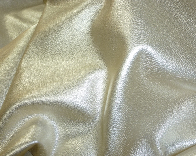 Pebbled Metallic 5"x11" SHINY PLATINUM Leather Soft cowhide shows the grain 3-3.25 oz/1.2-1.3mm PeggySueAlso E4100-02B