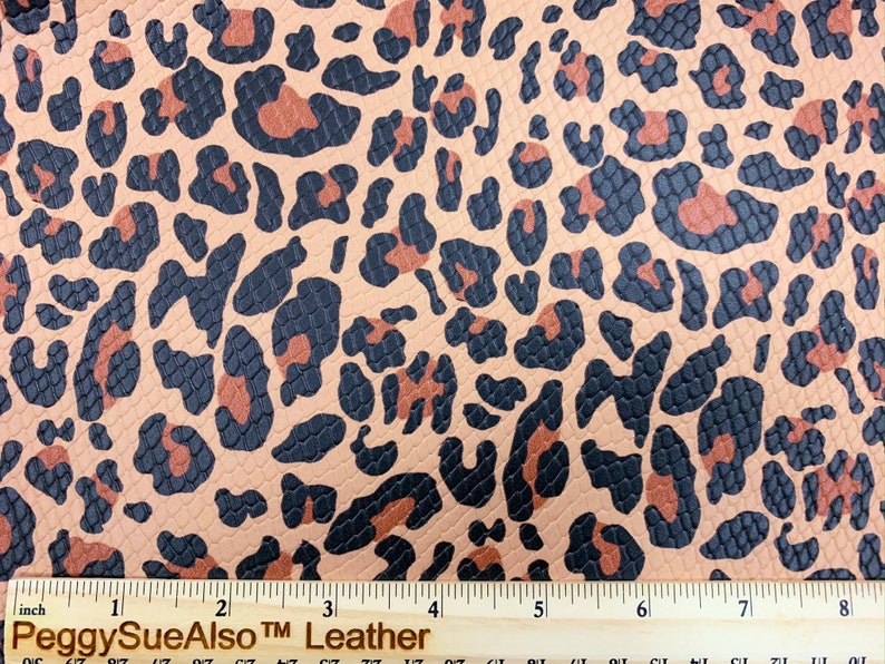 Leather 8x10 TEXTURED FLESH LEOPARD on tan Cowhide 2.5-2.75oz 1-1.1 mm PeggySueAlso\u2122 E1565-03 Hides available