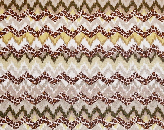 LEOPARD 3-4-5 or 6 sq ft NEUTRAL ZIGZAG  Brown Tan Gold White Khaki Cowhide Leather fairly thick 4-4.25 oz/1.6-1.7 mm PeggySueAlso® E2550-88