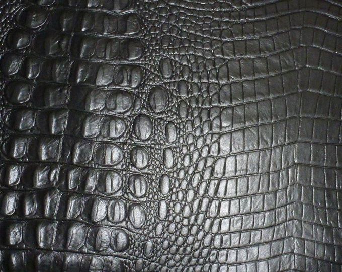 Leather 5"x11" (old shade) Alligator BLACK Croc Embossed Cowhide 2.5-3oz/ 1-1.2 mm #198 #274 #283 PeggySueAlso™  E2860-21