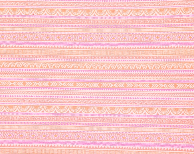 Leather 3-4-5 or 6 sq ft PASTEL TRIBAL AZTEC pink, gold, orange on white cowhide 3-3.25 oz / 1.2-1.3 mm PeggySueAlso E1571-14