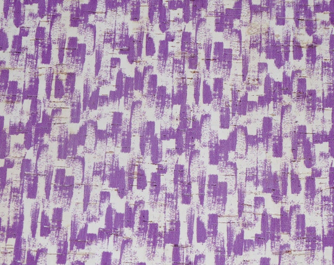 Cork 8"x10" Irish PURPLE Paint Brush STROKES on white Cork applied to Leather for body/strength 5oz/2mm E5610-102