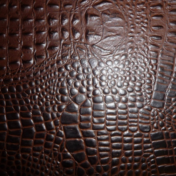 Alligator 4"x6" or 5"x11" Rich CHOCOLATE with Dark Chocolate Brown Croc Embossed Cowhide 2.5-2.75oz/1-1.1 mm PeggySueAlso E2860-14