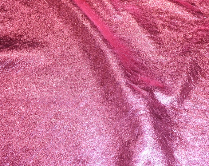 Pebbled Metallic 8"x10" ROSY PINK SHINIER  shows the grain - cowhide Leather 2.5-3 oz / 1-1.2 mm PeggySueAlso® E4100-31