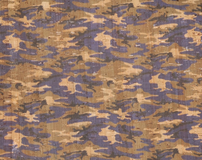 CORK CAMO 12"x12" Violet PURPLE Bluish with gray applied to Leather for body/strength Thick 5oz/2mm E5610-120 CLOSE0UT