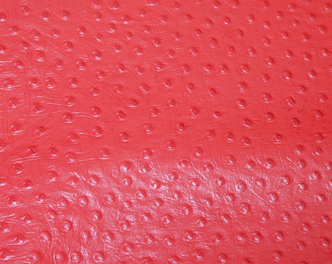 Leather 8"x10" Ostrich RED embossed Cowhide 3-3.5 oz / 1.2-1.4mm PeggySueAlso® E2870-20 emu hides available