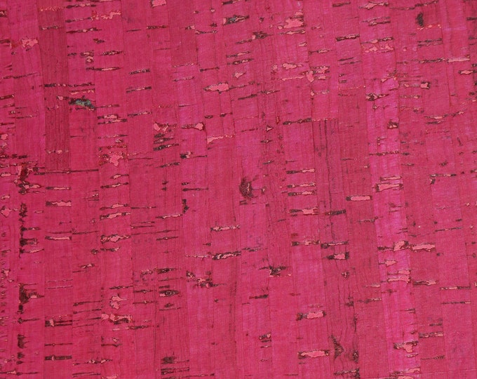 Cork 12"x12" HOT PINK Cork applied to Cowhide GENUINE Leather for body/strength Thick 5.5oz/2.2 mm E5610-55