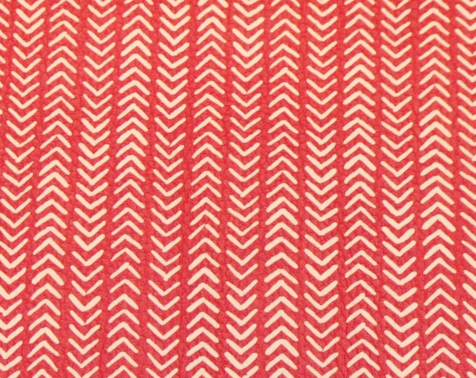 Leather 3-4-5 or 6 sq ft RED with CREAMY White CHEVRON (1/4" wide) 3-3.5oz /1.2-1.4 mm PeggySueAlso® E2505-11