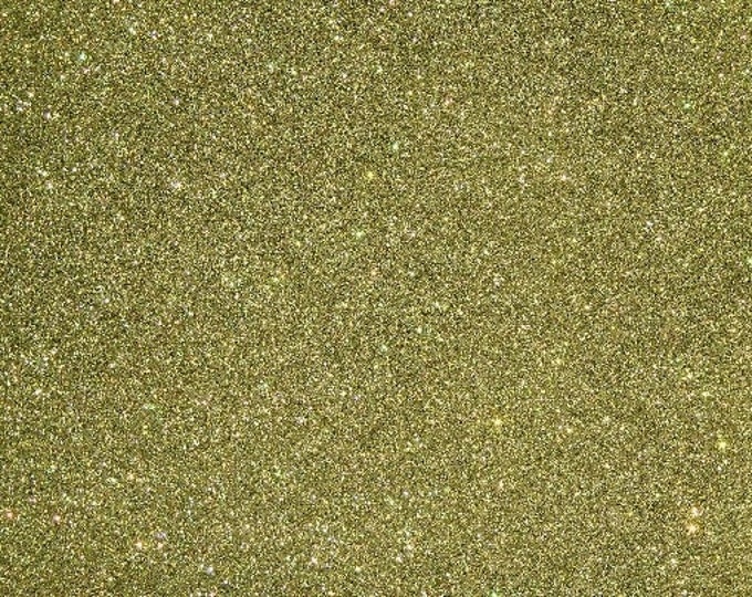 Fine GLITTER 2 pieces 4"x6" OLIVE / Khaki GREEN applied to beige Leather THiCK 5.25 oz/ 2.1 mm PeggySueAlso® E4355-40