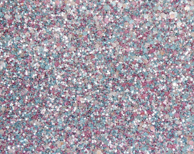 Chunky Glitter 12"x12" Gray Pink Aqua Mauve METALLIC Fabric applied to Leather 4 firmness Thick 6 oz/2.4 mm PeggySueAlso® E4355-25