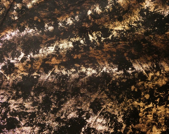 Northern Lights 12"x12" ROSE GOLD Glazed nubuck Metallic on BLACK Suede Cowhide Leather 3.5 oz / 1.4 mm PeggySueAlso® E6525-05 Hides too