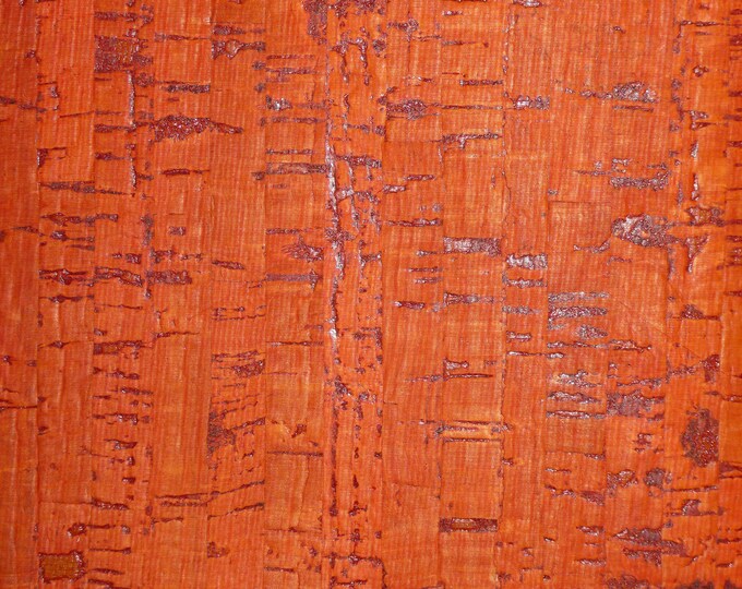 Cork 12"x12" BURNT PUMPKIN ORANGE Cork applied to Cowhide leather for body/strength Thick 5oz/2mm E5610-220