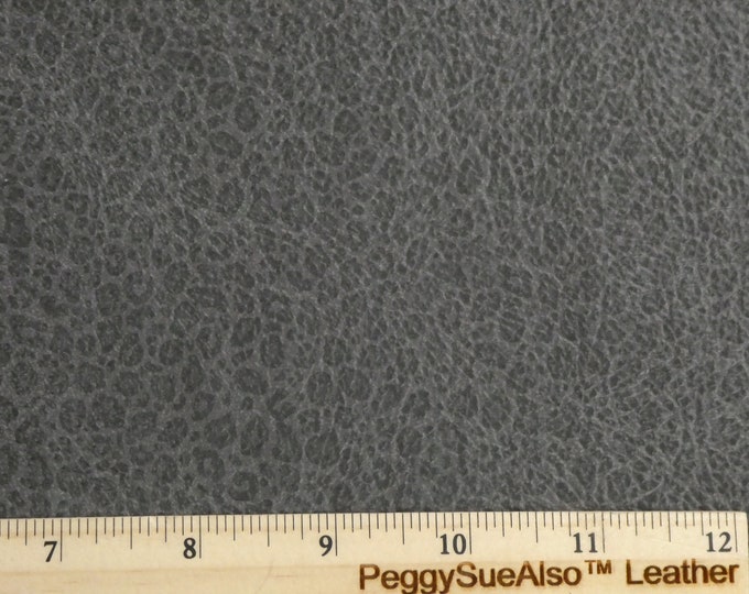 Leather 5"x11" BLACK on GRAY LEOPARD Cowhide 3.25-3.5oz/1.3-1.5mm PeggySueAlso E2550-32