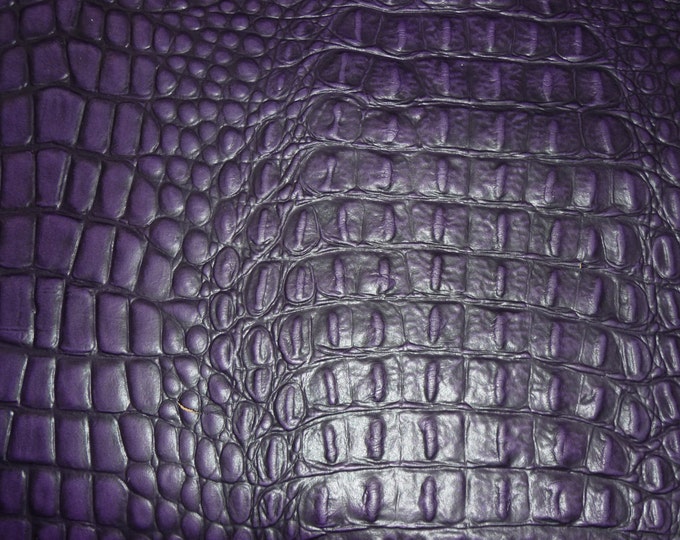 Alligator 12"x12" PURPLE Crocodile Embossed Cowhide Leather 3-3.5oz/1.2-1.4 mm PeggySueAlso E2860-07 hides available