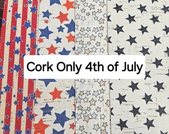 Cork Only  4th of July  8"x10" NO Leather Backing Read description carefully, Very Thin PeggySueAlso E5610