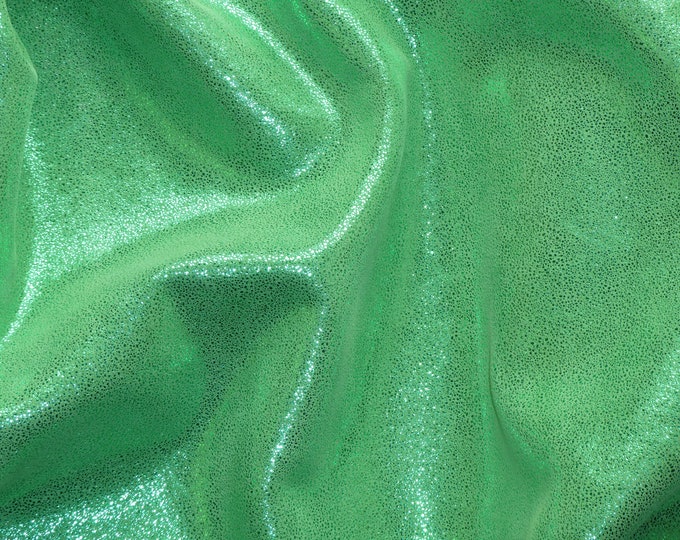 SPARKLE 5"x11" GREEN Metallic on Green SUEDE cowhide Leather 3-3.25 oz / 1.2-1.3 mm PeggySueAlso® E7500-19