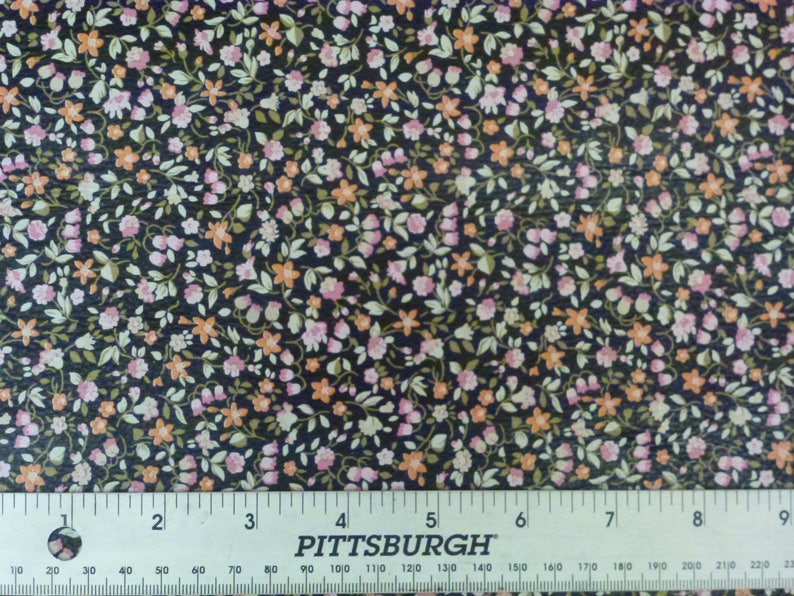 Leather 7-8-9 or 10 sq ft CLUSTERS of TINY pink orange white Flowers on Black Cowhide 2.5-2.75oz/1-1.1mm PeggySueAlso E1133-02 image 3