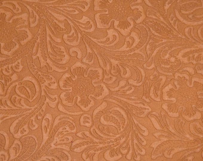 Etched Daisy 8"x10" CINNAMON TOAST Floral Pressed SUEDE (not soft!) Matte Cowhide Leather 4-4.5 oz / 1.6-1.8 mm PeggySueAlso® E2875-12