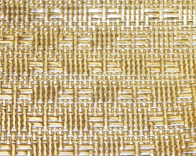 BASKET Weave 8"x10" GOLD Metallic Soft Embossed Cowhide 2-2.5oz/0.8-1mm PeggySueAlso® E8000-22