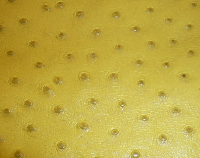 Leather 8"x10"  Ostrich/ Emu YELLOW embossed Cowhide 2.5 oz / 1mm PeggySueAlso® E2870-01