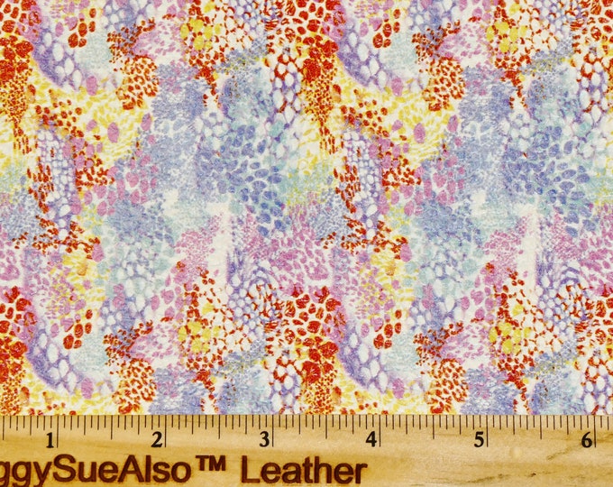 Leather 12"x12" KALEIDOSCOPE LEOPARD on White cowhide 3-3.25oz /1.2-1.3 mm PeggySueAlso E1380-65 hides available