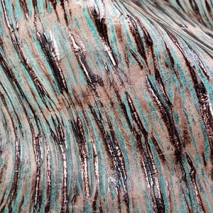 Beachwood 8"x10" Bronze Brown Turquoise Striped western Embossed Cowhide Leather 2-2.5 oz/ 0.8-1 mm PeggySueAlso® E3839-01