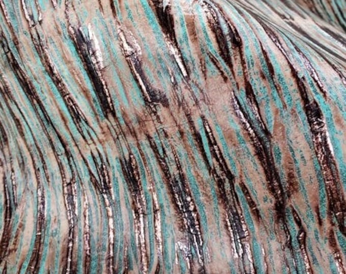 Beachwood 5"x11" Bronze Brown Turquoise Striped western Embossed Cowhide Leather 2-2.5 oz/ 0.8-1 mm PeggySueAlso® E3839-01