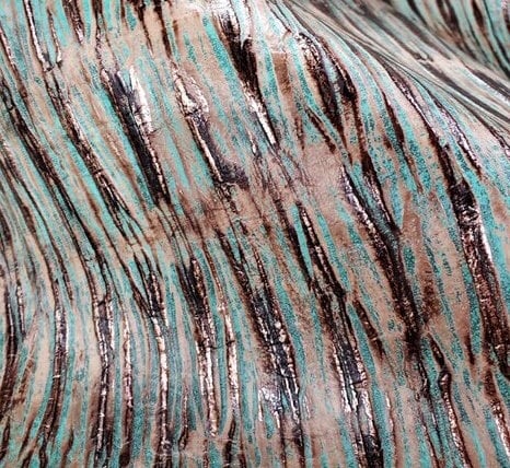 Beachwood 8"x10" Bronze Brown Turquoise Striped western Embossed Cowhide Leather 2-2.5 oz/ 0.8-1 mm PeggySueAlso® E3839-01
